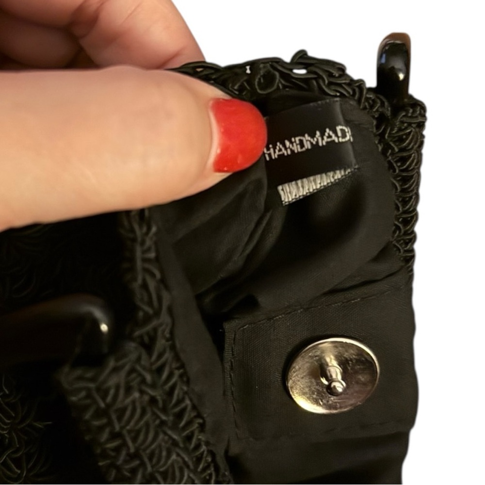 The Limited Black Woven Evening Bag Acrylic Handle Mini Purse Vintage Y2K - Picture 9 of 9